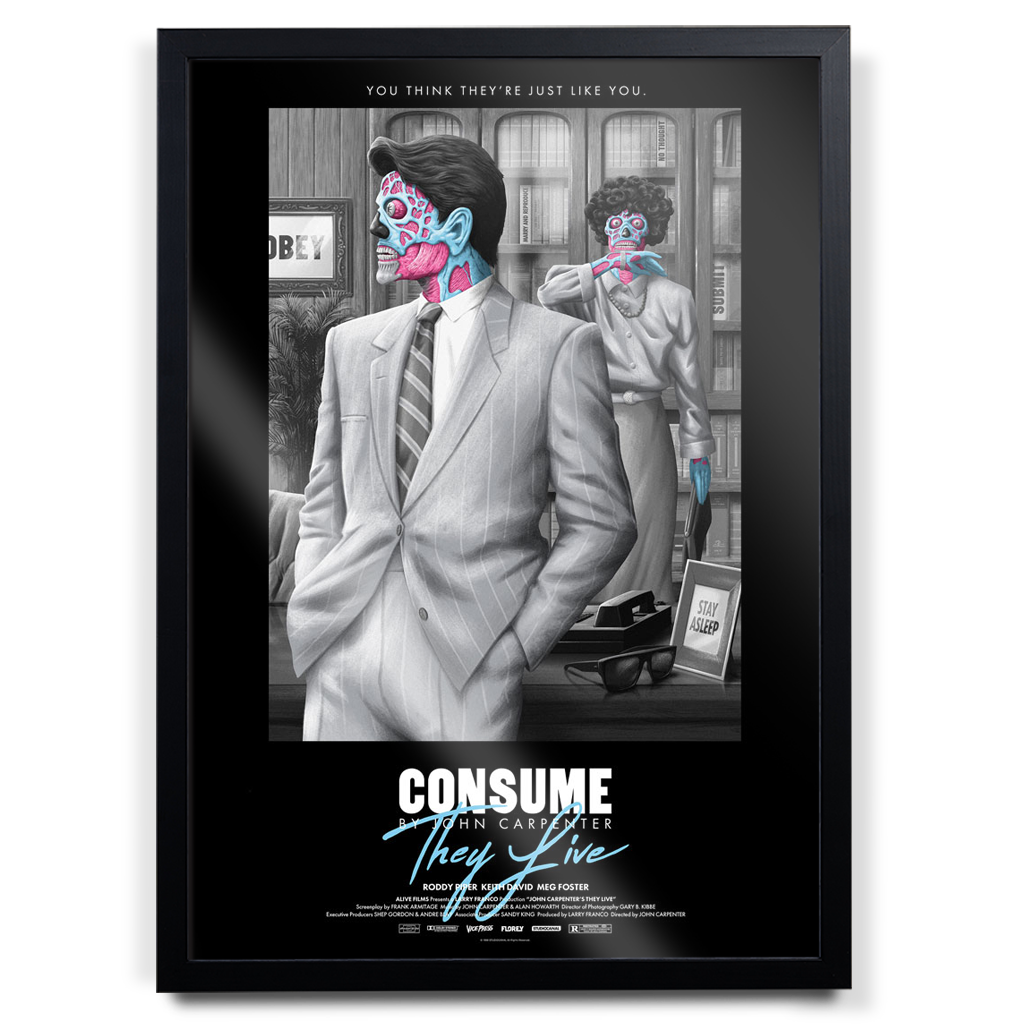They Live editions Movie Poster By Florey in black frame