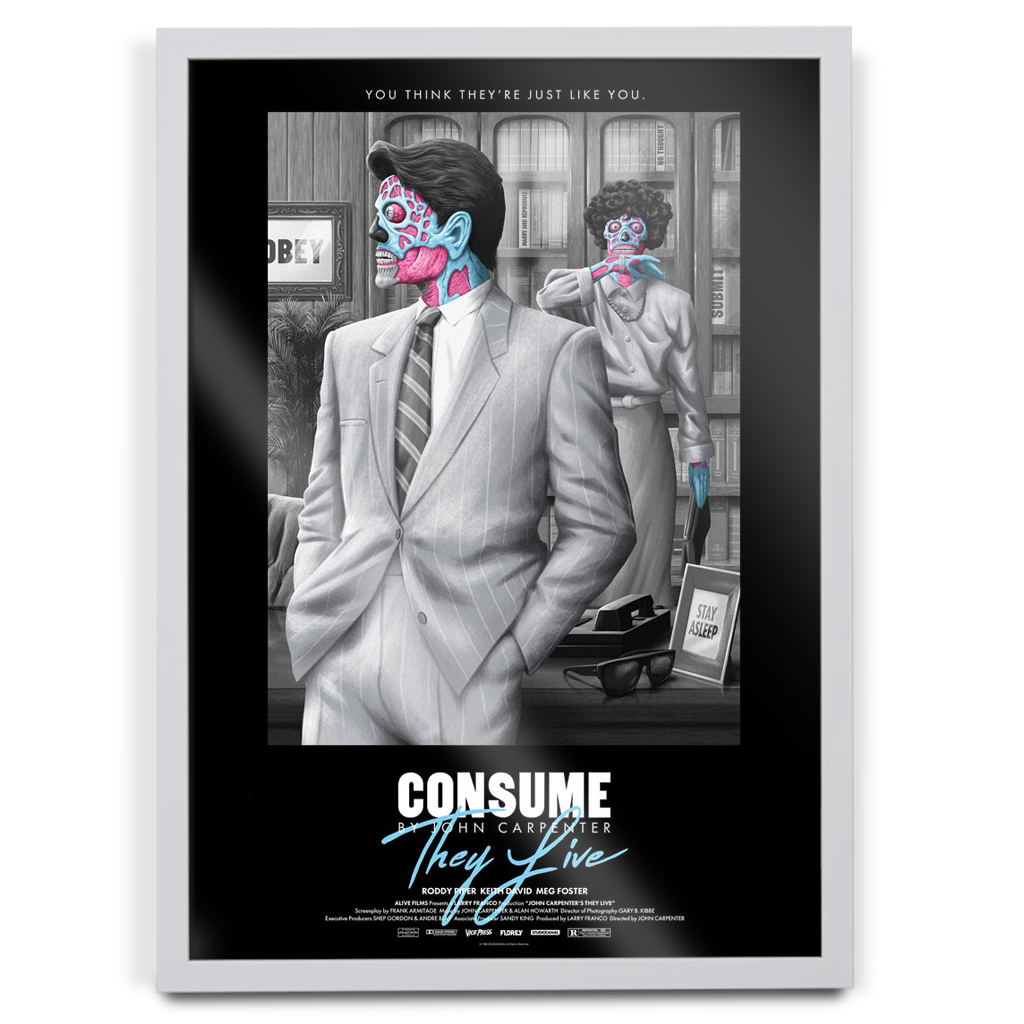 They Live editions Movie Poster By Florey in white frame