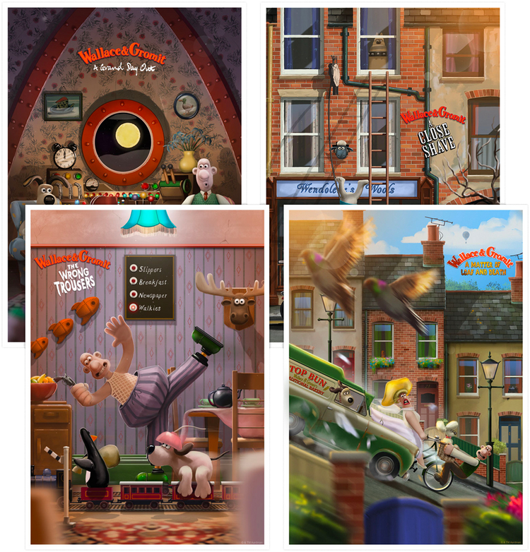 Wallace and Gromit Art Print Set Andy Fairhurst VicePress Vice Press