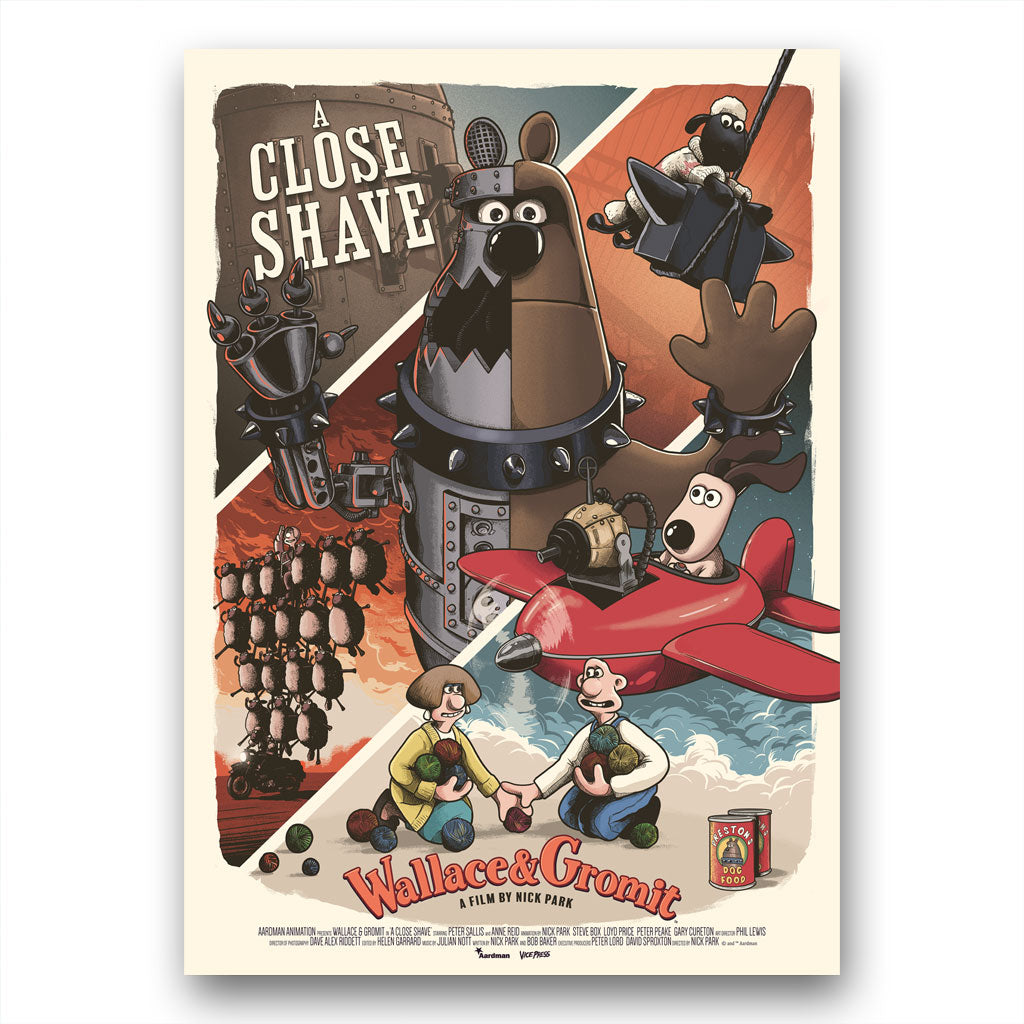 Wallace and gromit in a close shave fine art print by Mark Bell