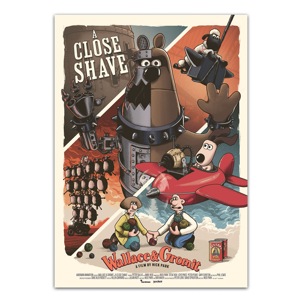 Wallace and gromit in a close shave fine art print by Mark Bell