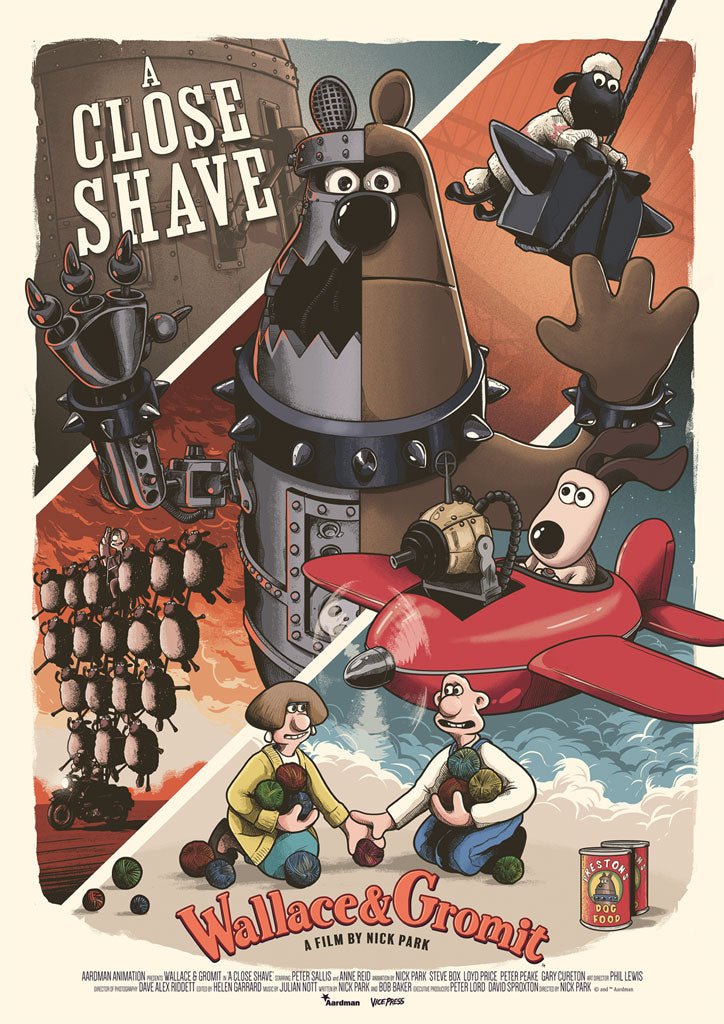 Wallace and Gromit in A Close Shave art print poster by Mark Bell