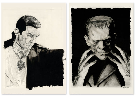Dracula and Frankenstein Original Portrait Print Set