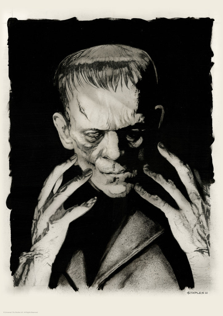 Frankenstein Original Art Portrait Print Greg Staples Universal Monsters Vice Press