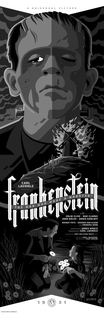 Frankenstein Variant screen print Movie Poster Tom Whalen