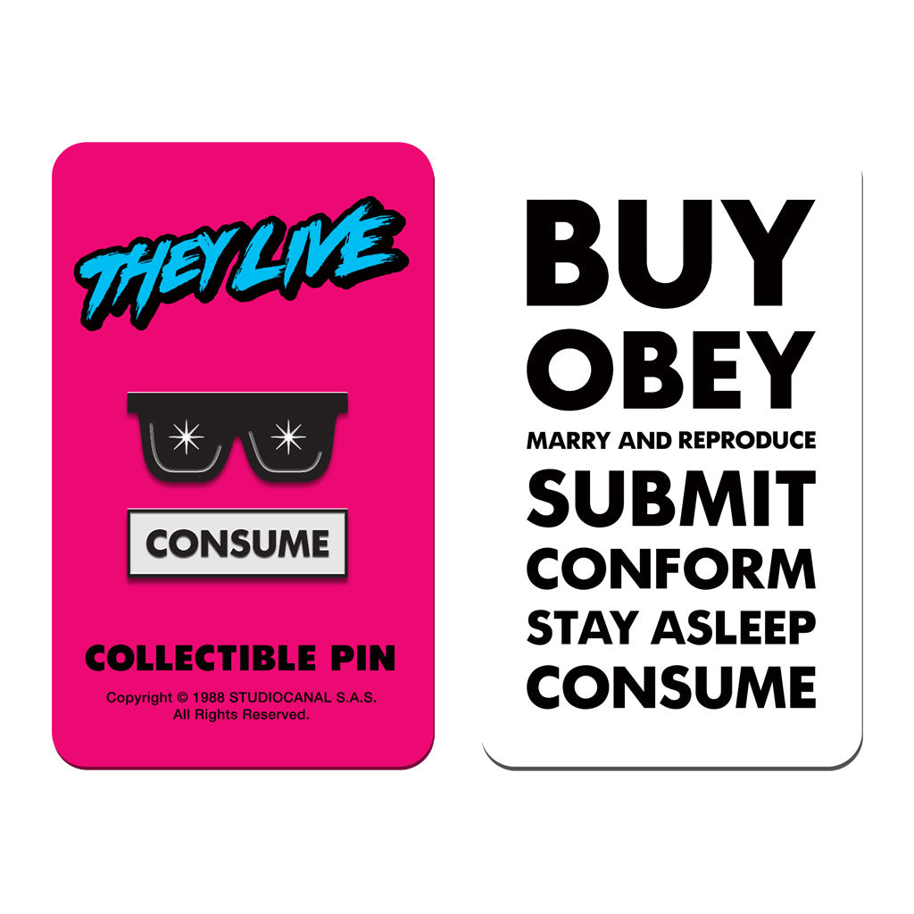 they live glasses consume enamel pin badge florey vice press