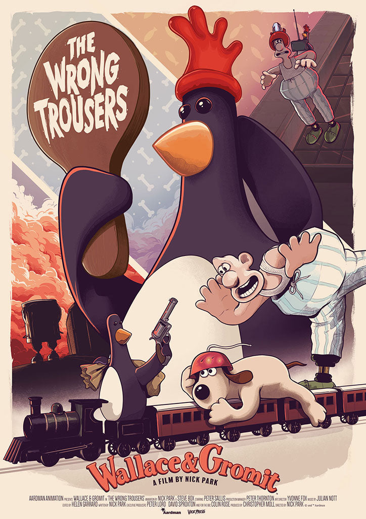 Wallace and Gromit the wrong trousers poster by mark bell